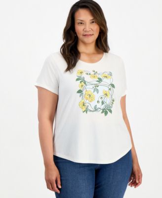 Style & Co Plus Size Printed Short-Sleeve Crewneck Tee, Macy's Exclusive