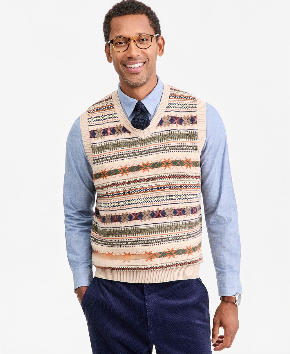 Мужской хлопковый жилет Club Room Fair Isle