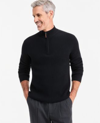 Club Room Men's Cotton Refined Cardigan Stitch Quarter-Zip Sweater, Macy's Exclusive