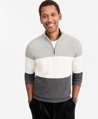 Club Room Men's Blocked Cotton Quarter-Zip Sweater, Macy's Exclusive