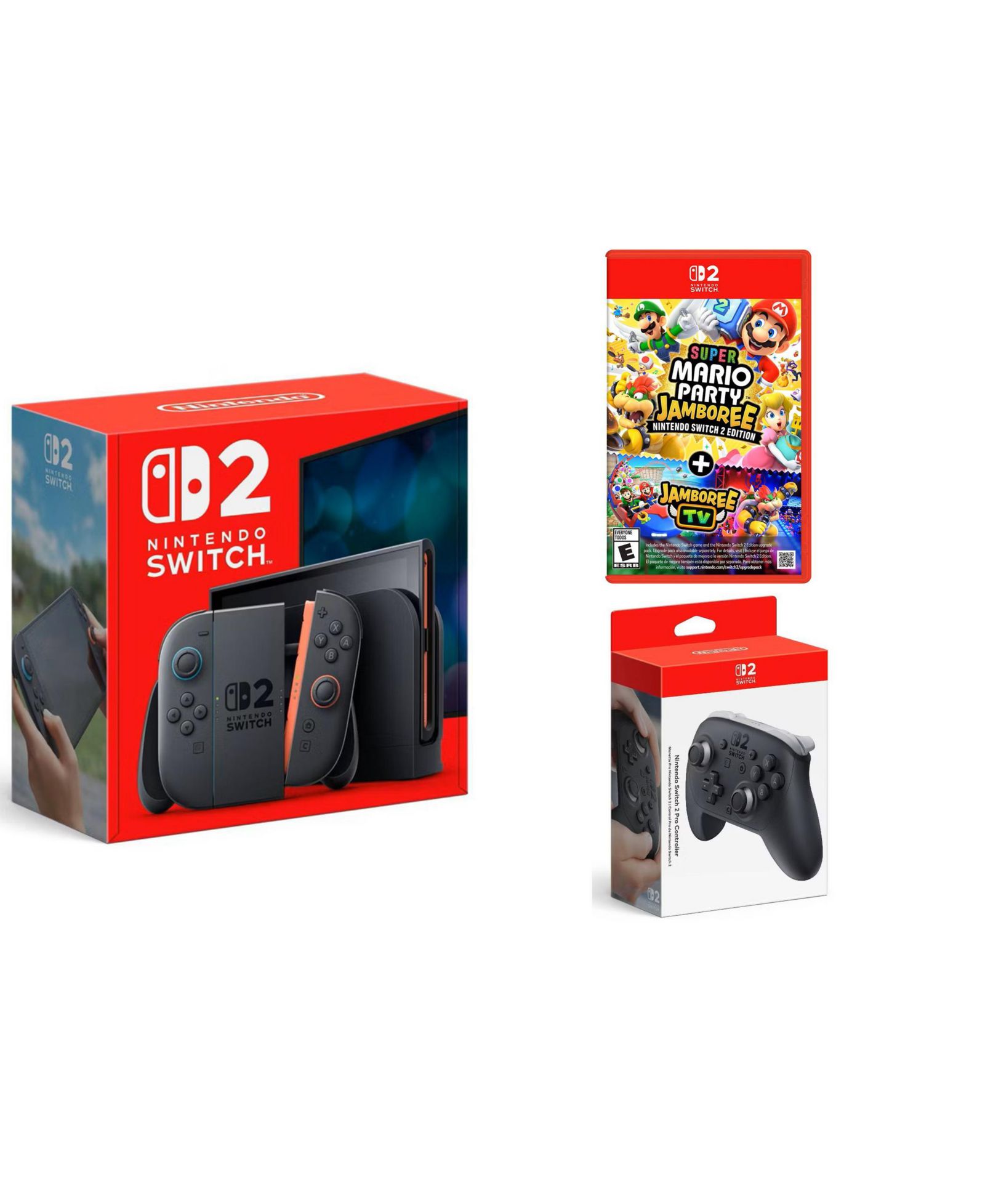 Nintendo Switch 2 with a Pro Controller and Super Mario Party Jamboree