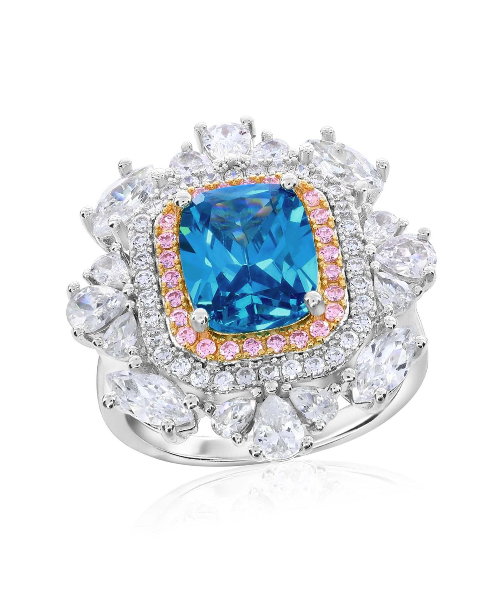SUZY LEVIAN NEW YORK Cubic Zirconia Halo Cocktail Ring in Sterling Silver