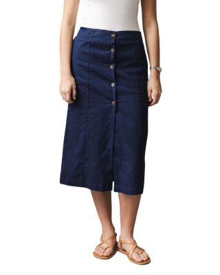 Hope & Henry Women's Linen Button Front Skirt