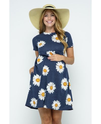 Женское платье-футболка Hello Miz Maternity с цветочным принтом и карманами, empire waist