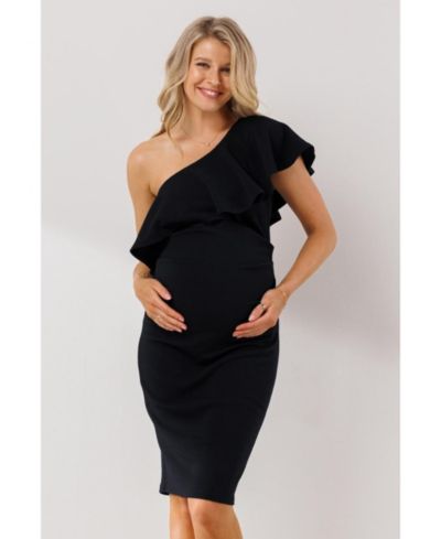Hello Miz Women's One-Shoulder Ruffle Bodycon Dress