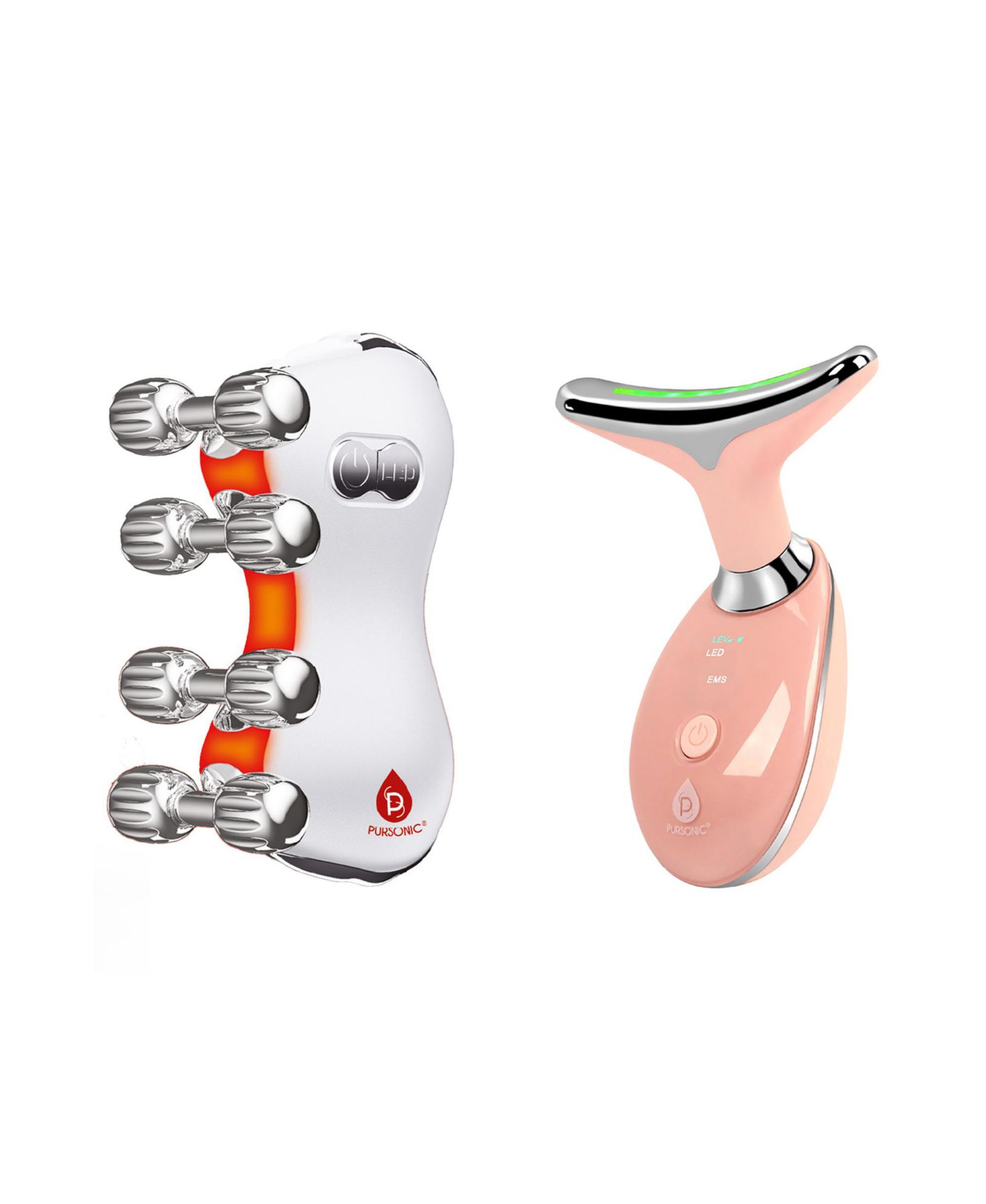 PURSONIC 7-in-1 LED Therapy Wand and 5-in-1 Skin Roller Massager