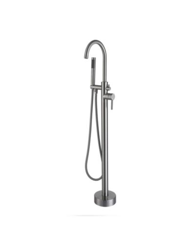 BUSDAYS напольный смеситель для отдельно стоящей ванны, цвет Brushed Nickel, с высокопоточным изливом и ручной лейкой