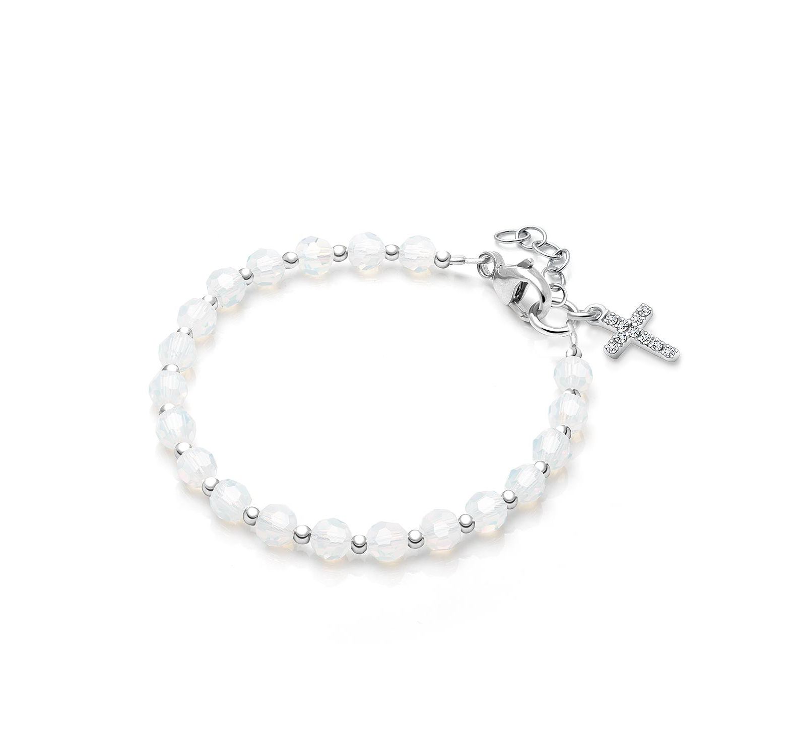 Tiny Blessings браслет Sterling Silver Shimmer Crystal с крестом