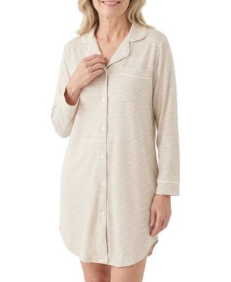 Motette Women's Oatmeal Stripe Bamboo Sleepshirt