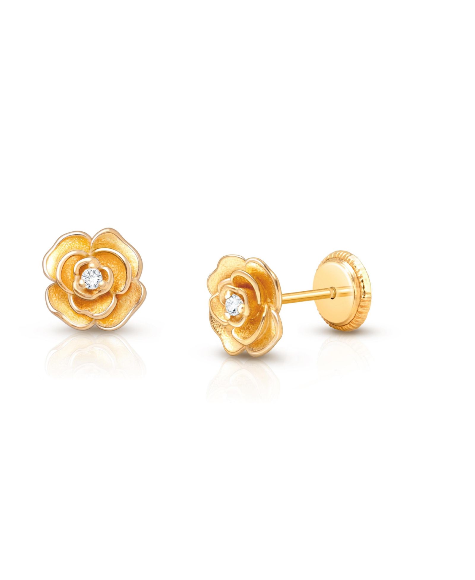 Tiny Blessings 14K Gold Rose Radiance CZ Stud Screw Back Earrings