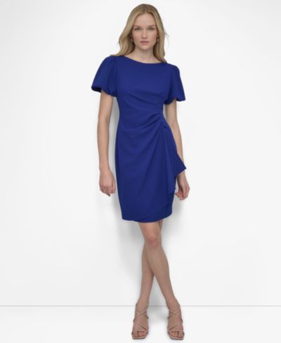 DKNY Женское платье-футляр DKNY Bubble-Sleeve Scuba Crepe Ruched Sheath Dress