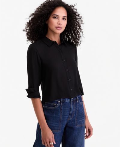 Рубашка On 34th Women's Cropped Button-Down Crepe
