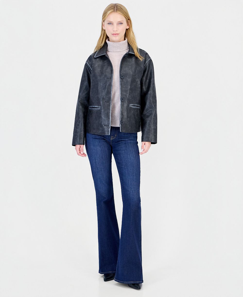 CoffeeShop Women's Oversized Faux Leather Coat