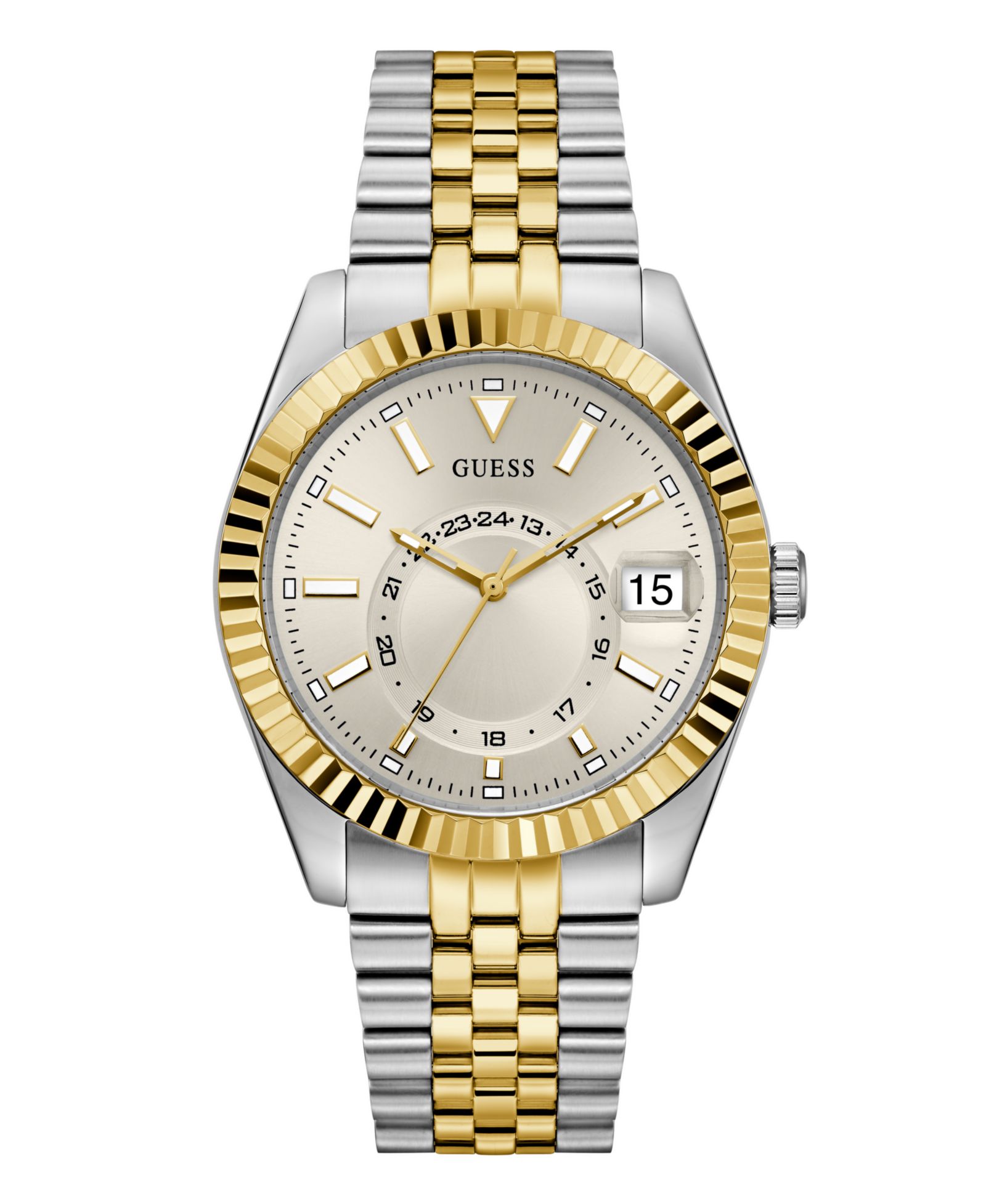 GUESS Men's Two-Tone Stainles Steel Multi-Function Watch, 42mm