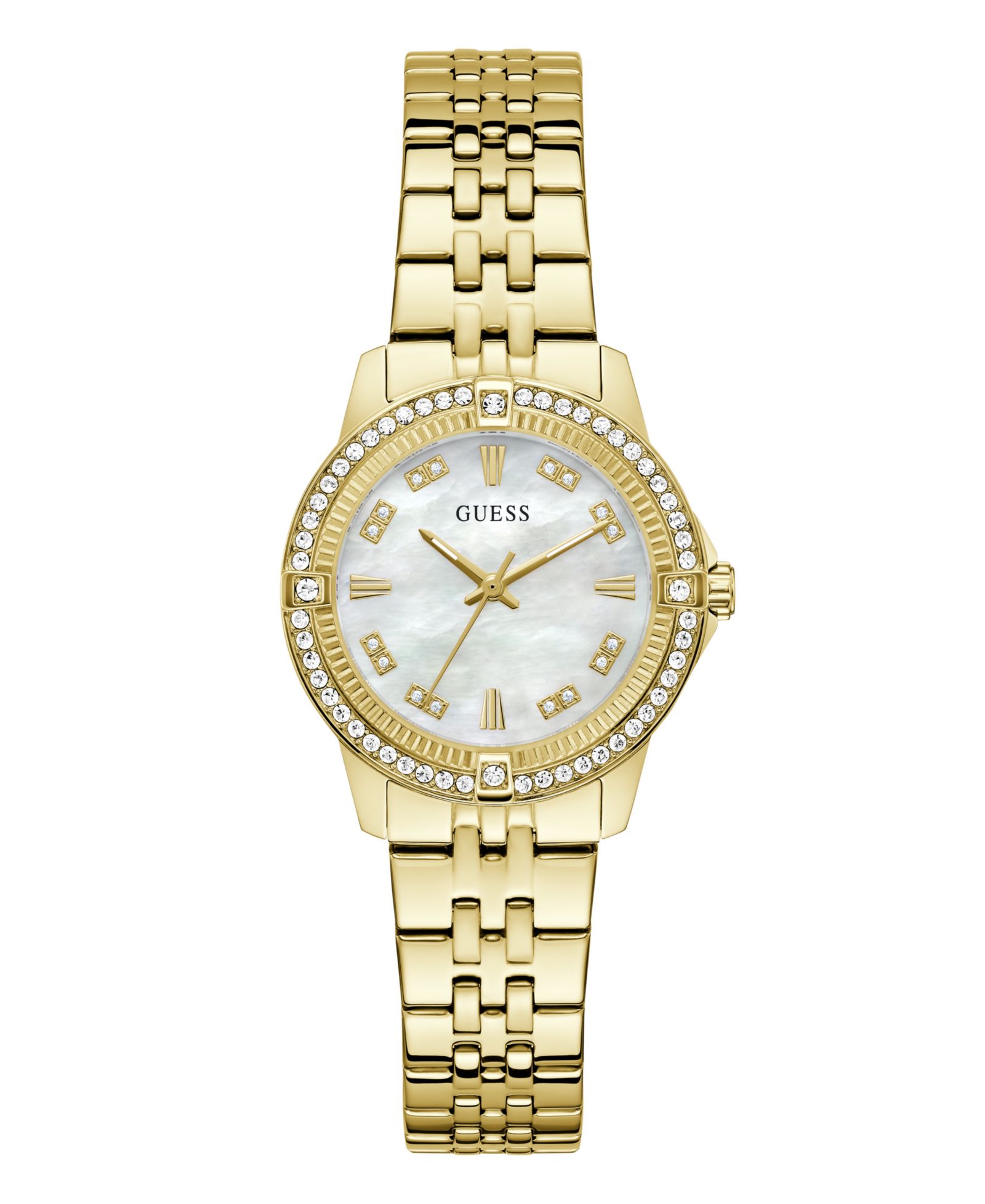 GUESS аналоговые часы Glitz из золотистой нержавеющей стали, 32mm, для женщин