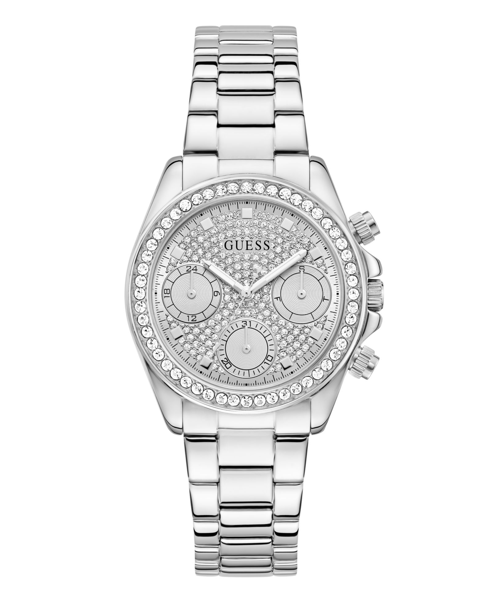 GUESS Женские многофункциональные часы Glitz Silver-Tone Stainless Steel 36mm