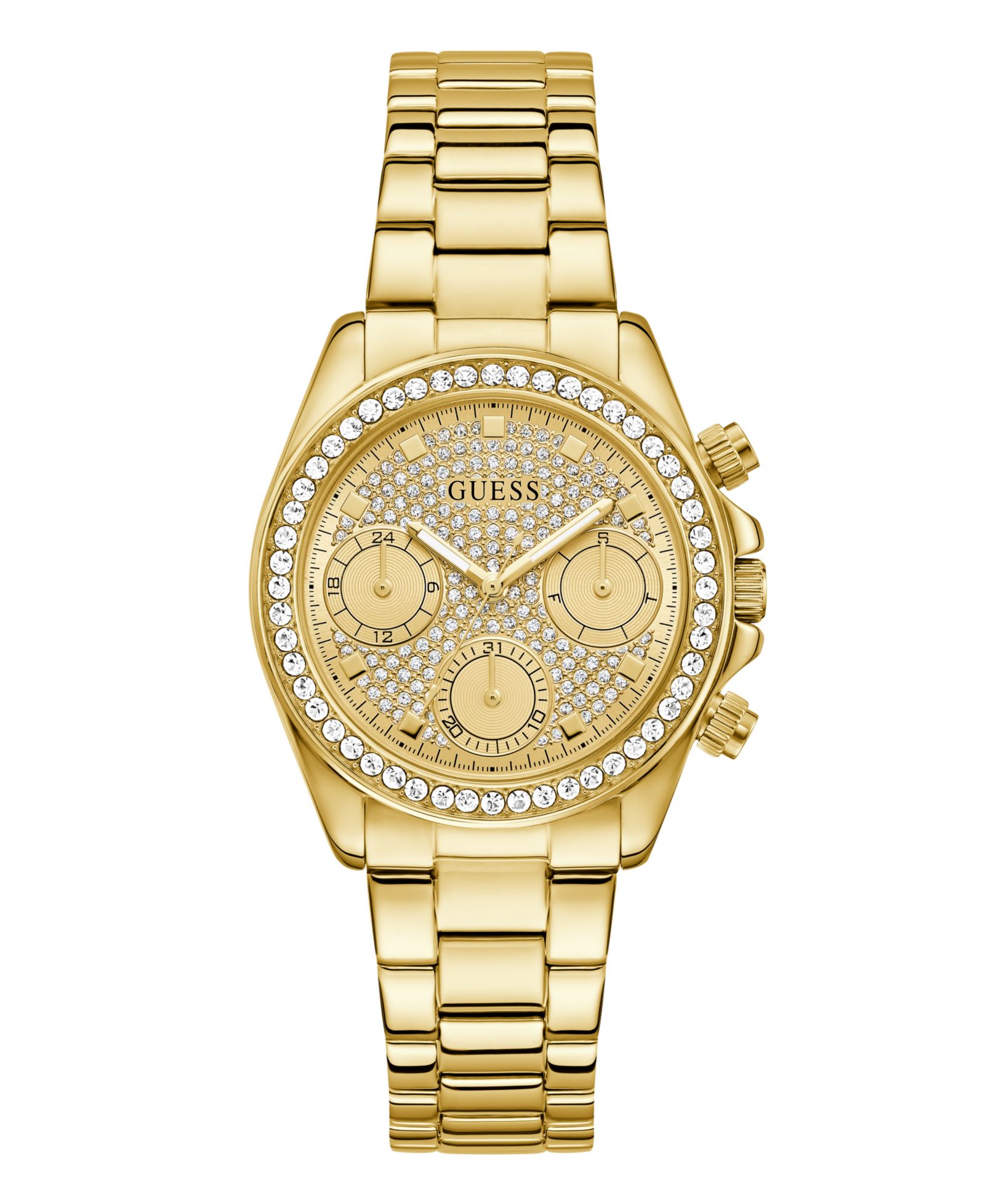 GUESS Женские многофункциональные часы Glitz, сталь с золотым оттенком, 36mm