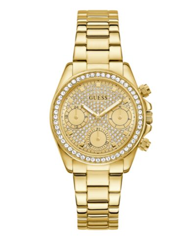 GUESS Women's Glitz Gold-Tone Stainless Steel Multi-Function Watch, 36mm