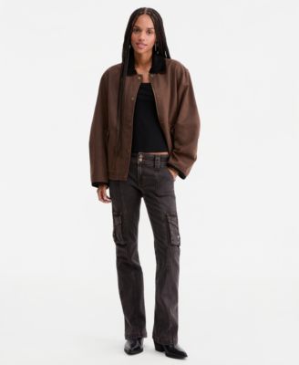 CoffeeShop Women's Corduroy-Collar Short Wax Barn Jacket