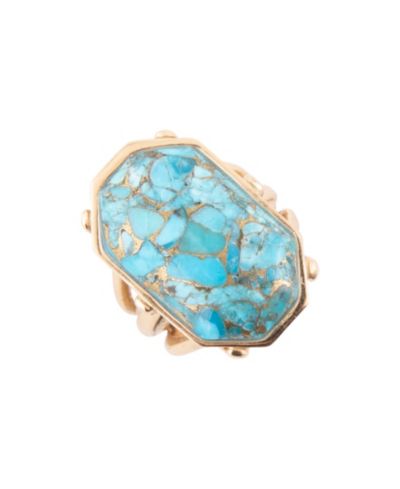 Barse Dolce Blue Teal Turquoise Matrix and Golden Ring