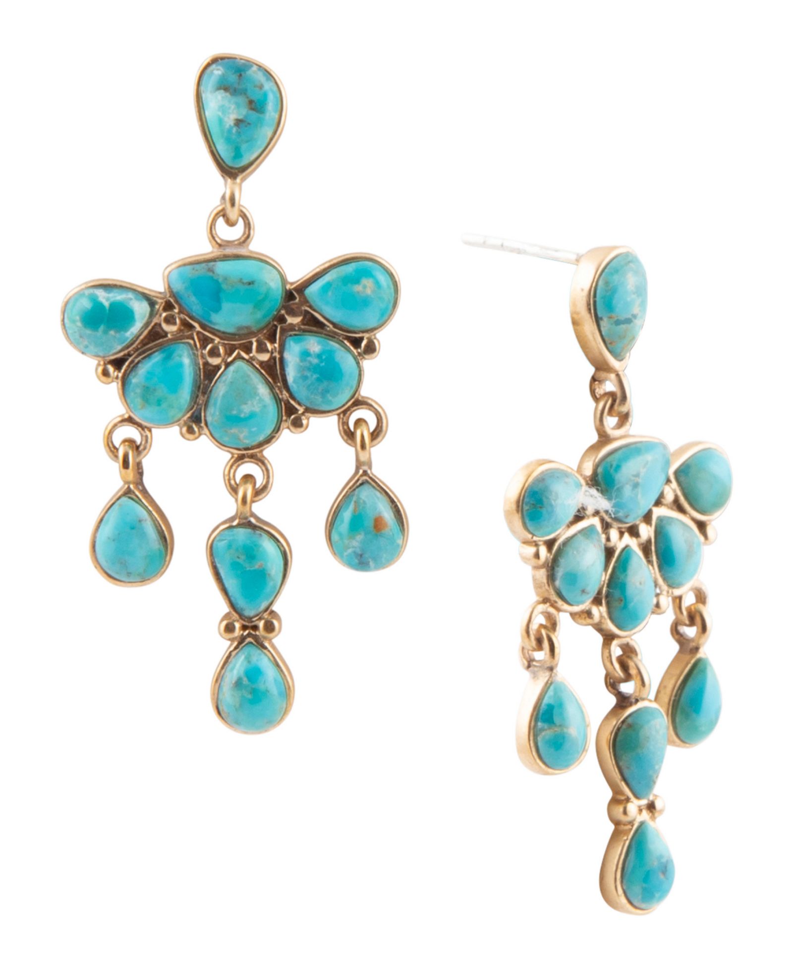 Серьги Barse Durango Blue Turquoise Golden Chandelier