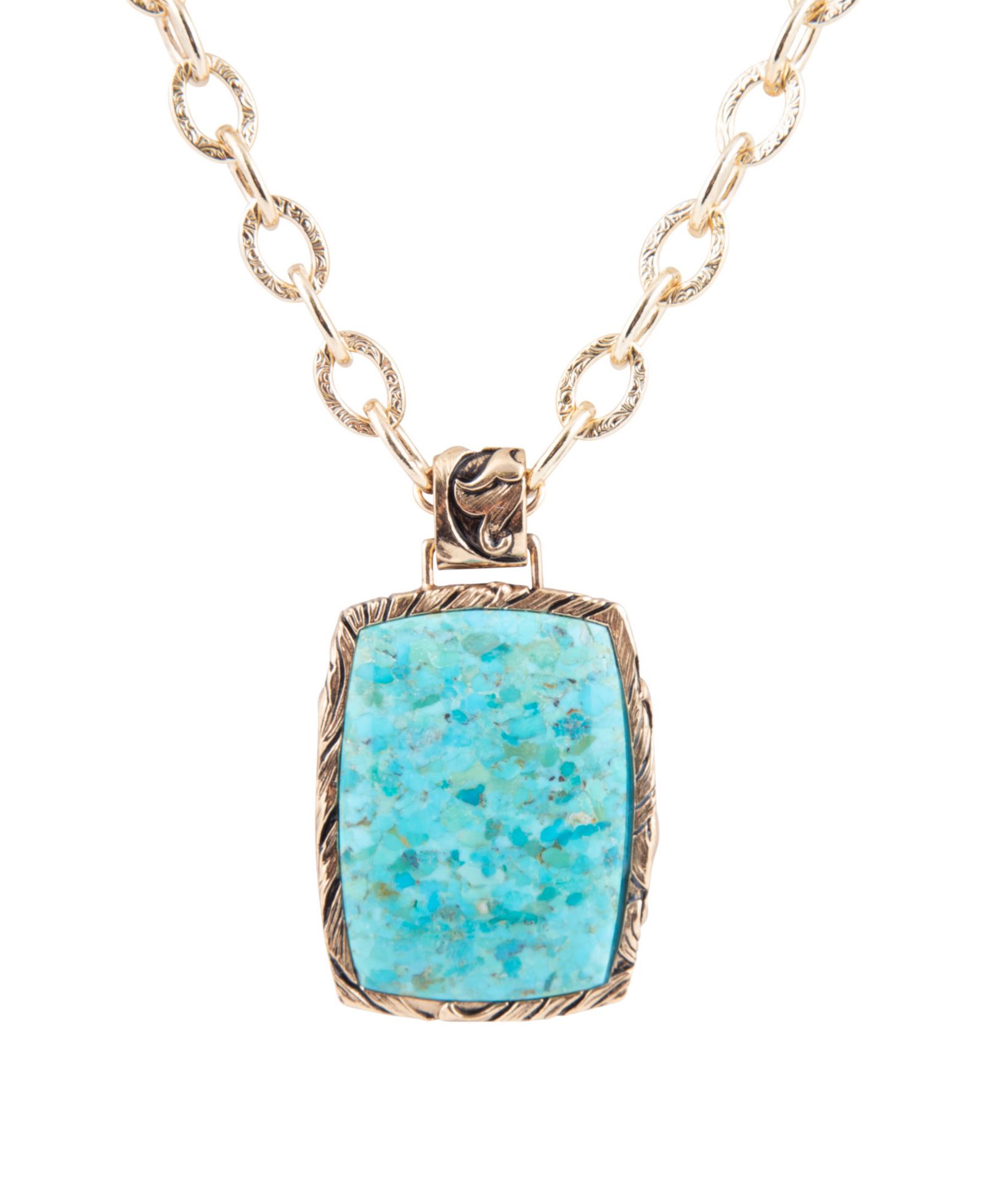 Подвеска Barse Jacquard Blue Turquoise Golden Pendant Necklace