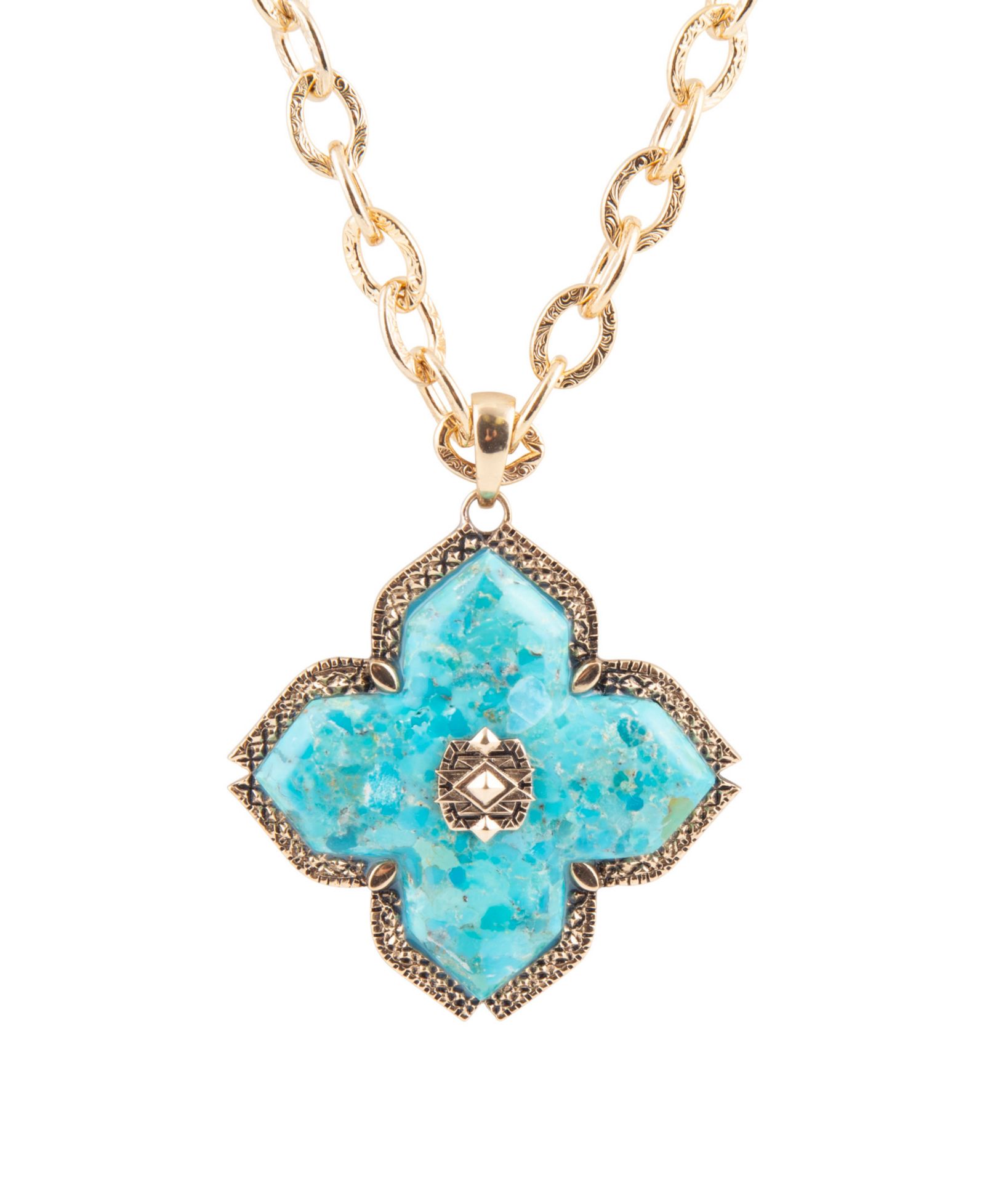 Подвеска Barse Blue Turquoise Maltese Golden Cross на цепочке
