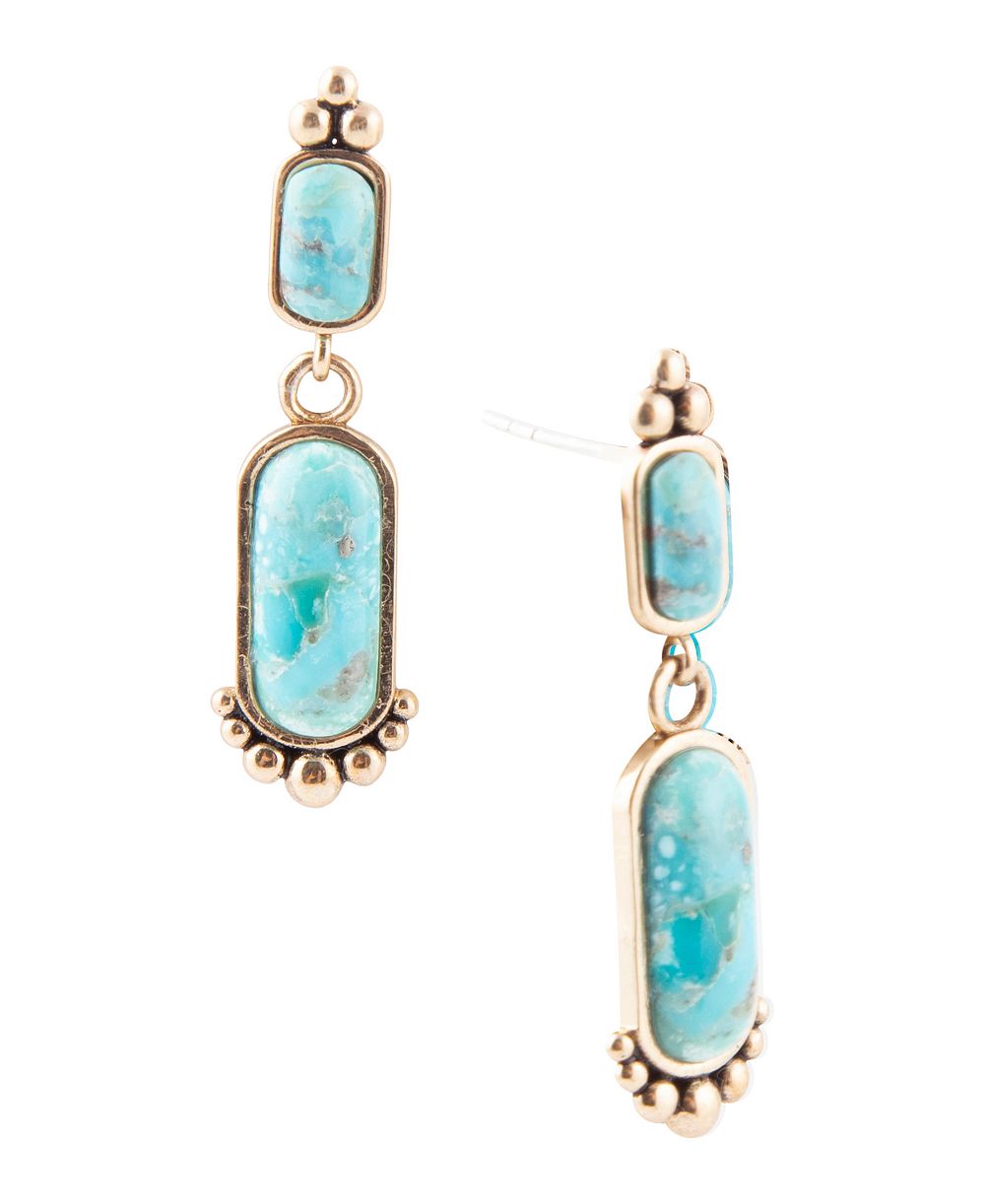 Серьги Barse Plateau Blue Turquoise и золотистые