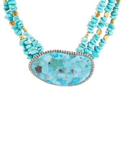 Barse ожерелье Statement Blue Turquoise Golden