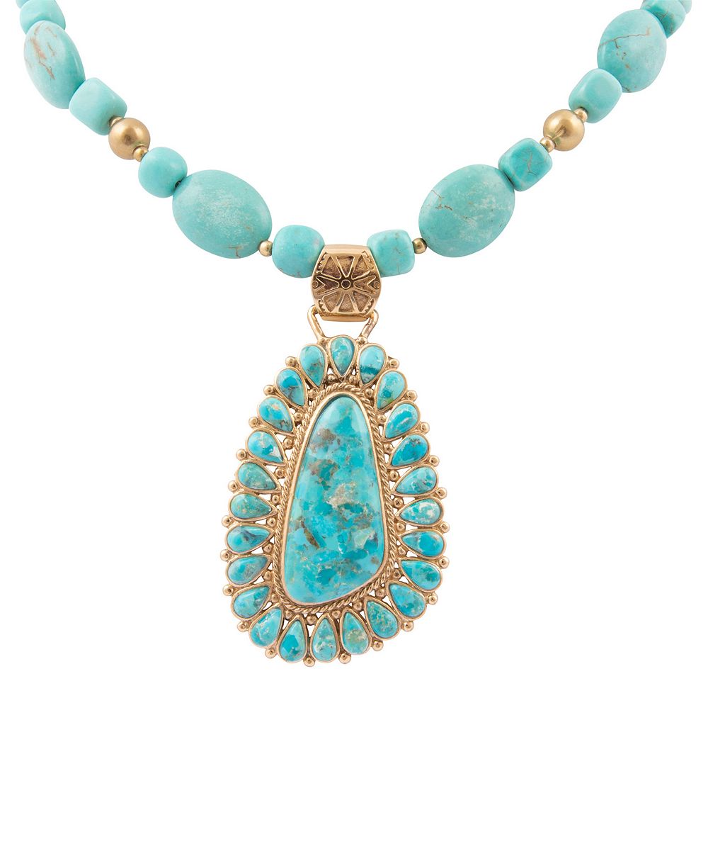 Подвеска Barse Sedona Blue Turquoise Golden Pendant Necklace