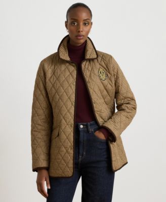 Lauren Ralph Lauren Women's Crested Quilt Diamond-Quilted Glen-Check Jacket