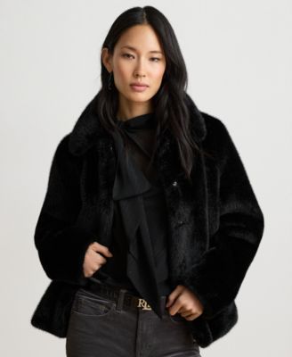 Lauren Ralph Lauren Women's Faux-Fur Collared Lined Coat