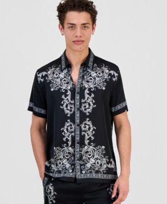 GUESS Men's Charm Regal Medallion Short-Sleeve Shirt