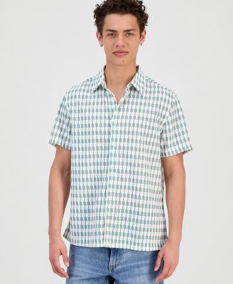 GUESS Мужские Woodland Jacquard Short-Sleeve Shirt