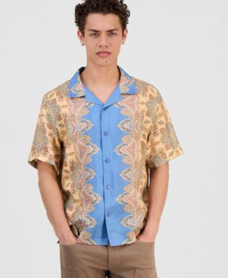 GUESS Men's Napa Linen Casa Blanca рубашка с коротким рукавом