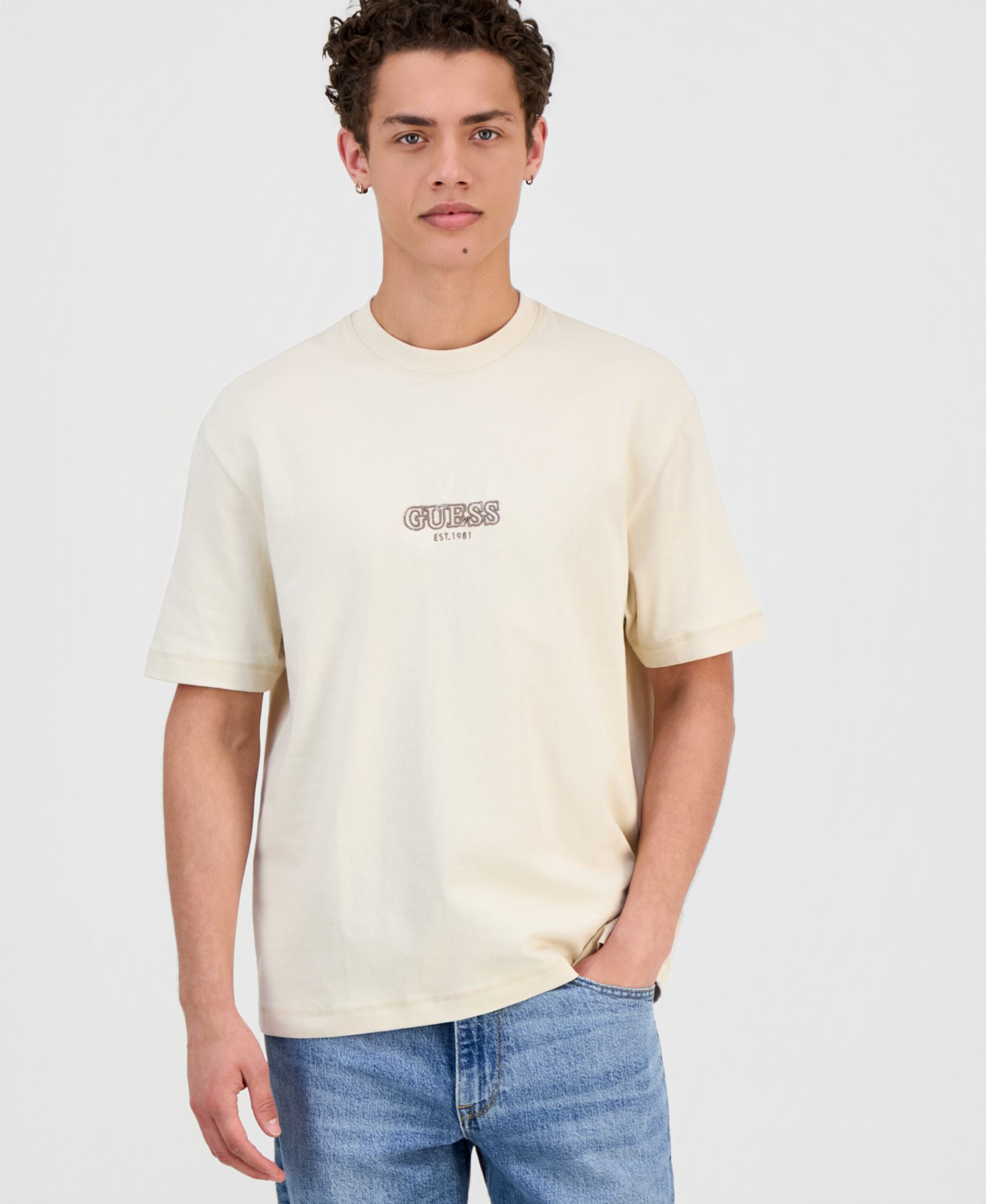 GUESS Men's Small Logo Embroidery T-Shirt