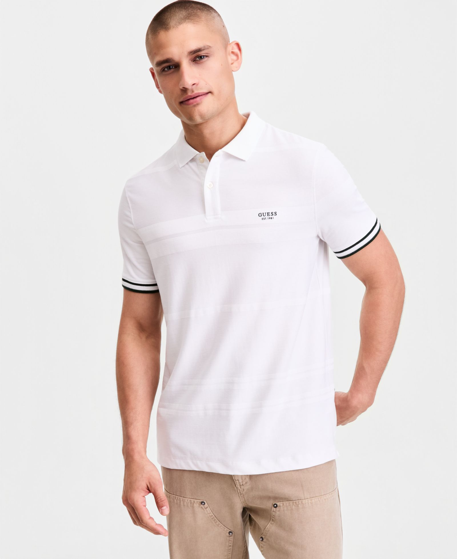 GUESS Men's Jacquard Detailed Polo Shirt