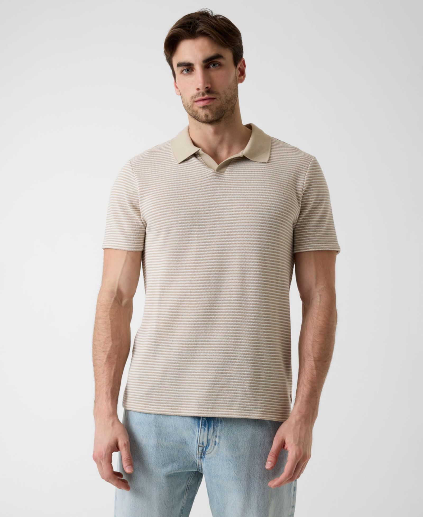 GUESS Men's Hunter Stripe Knit Short-Sleeve Polo Shirt