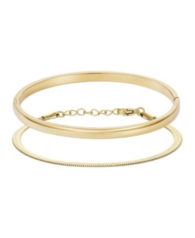 Набор браслетов ADORNIA Gold Herringbone and Cuff, устойчивый к поту