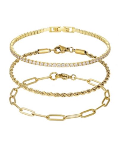 ADORNIA набор браслетов Gold Paperclip, Rope и Tennis