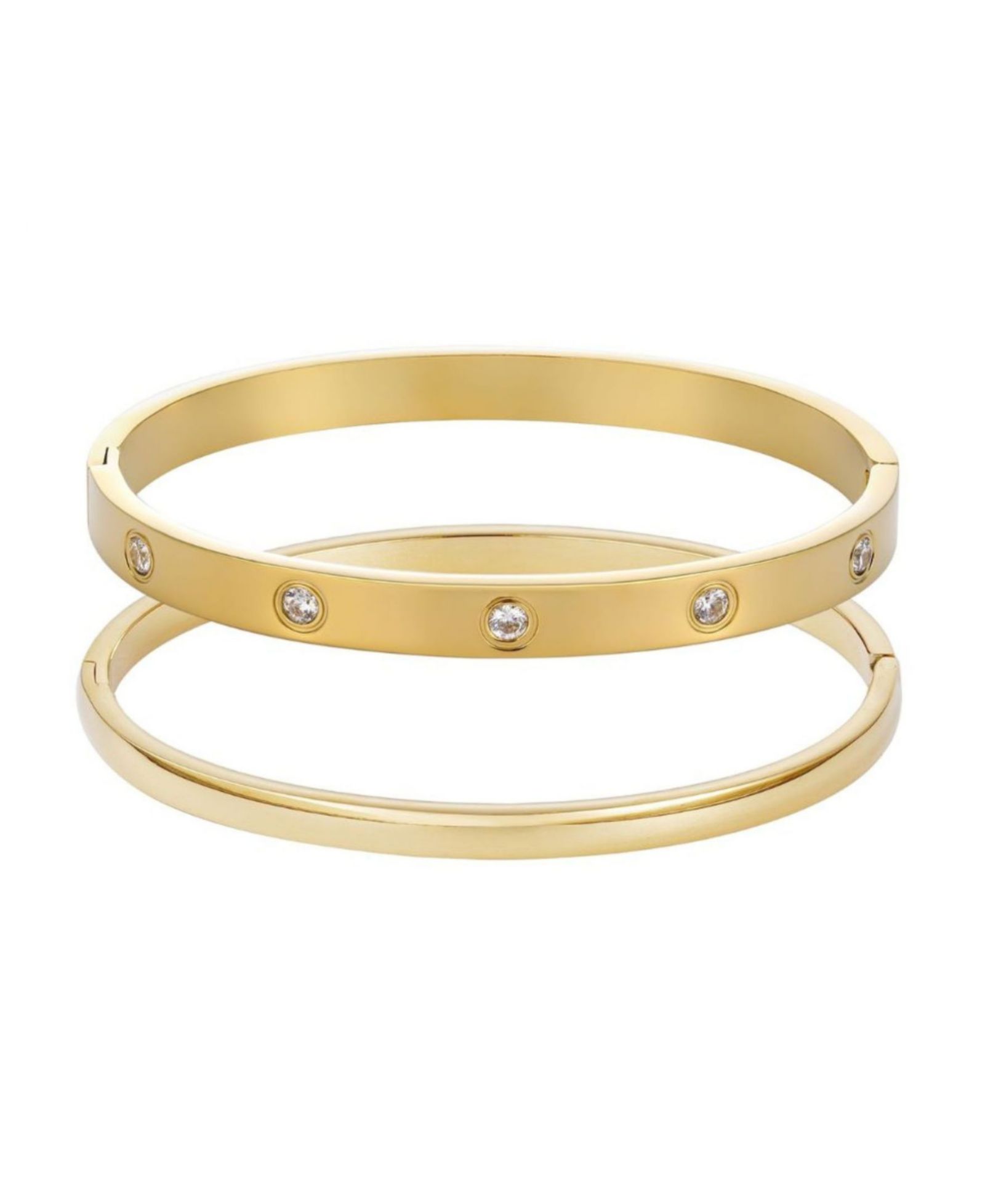 Набор браслетов ADORNIA Tarnish Resistant Gold Eternity и Plain Cuff