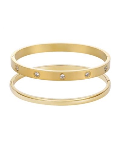 Набор браслетов ADORNIA Tarnish Resistant Gold Eternity и Plain Cuff