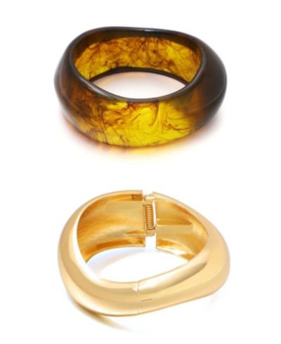 Набор браслетов ADORNIA Gold Chunky Brown and Gold Bangle