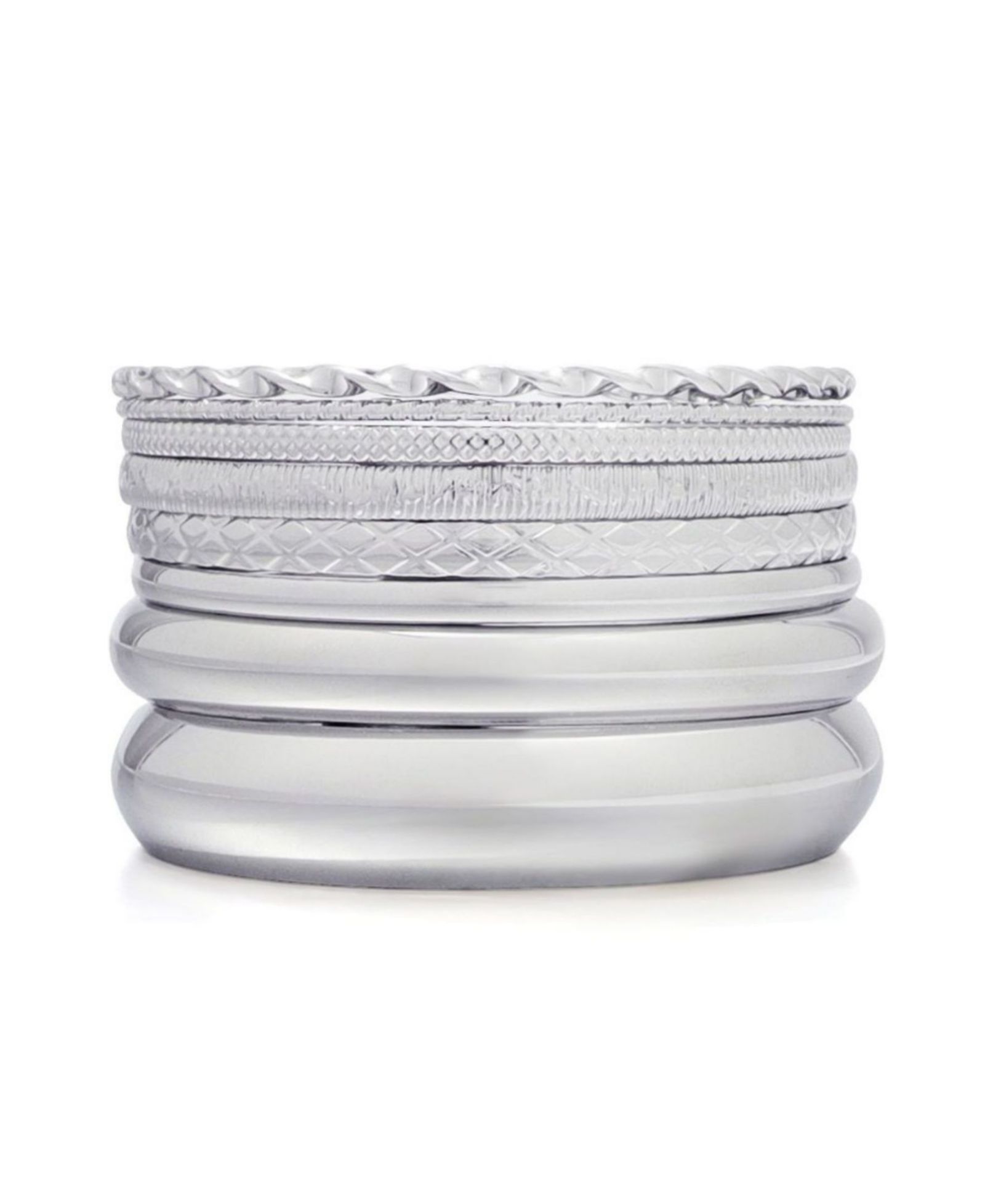 ADORNIA Silver Plated 8-Bangle Bracelet Set