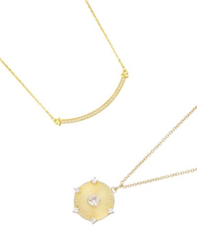 Набор из 2-х подвесок ADORNIA Gold Curved Bar and Pendant Necklace