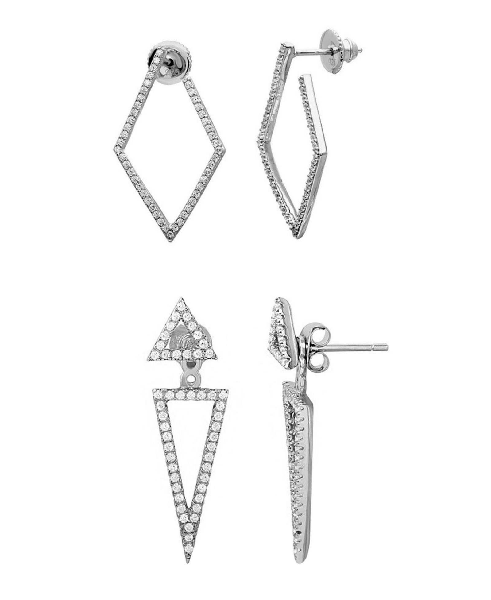ADORNIA CZ Silver 2-Pc. Jacket and Hoop Earring Set