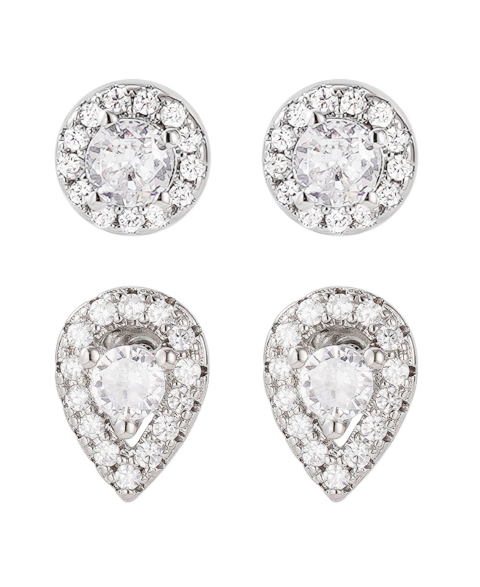Комплект серьг-гвоздик ADORNIA Cubic Zirconia Silver 2-Pc. Halo