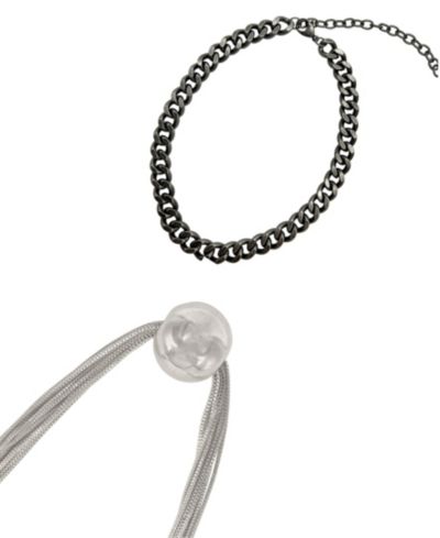 Набор из 2 массивных цепных ожерелий ADORNIA Silver Chunky Chain Necklace Set