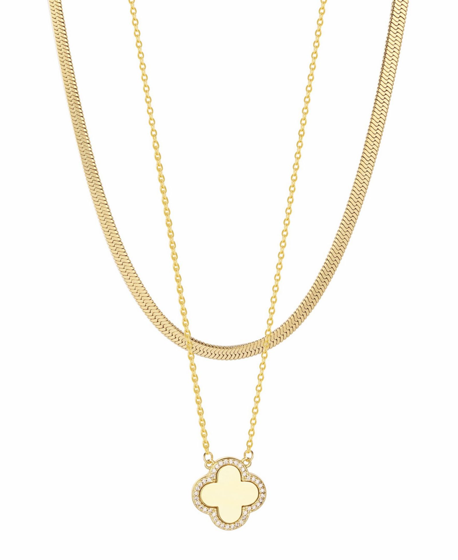 ADORNIA Gold 2-Pc. Clover Pendant and Chain Necklace Set