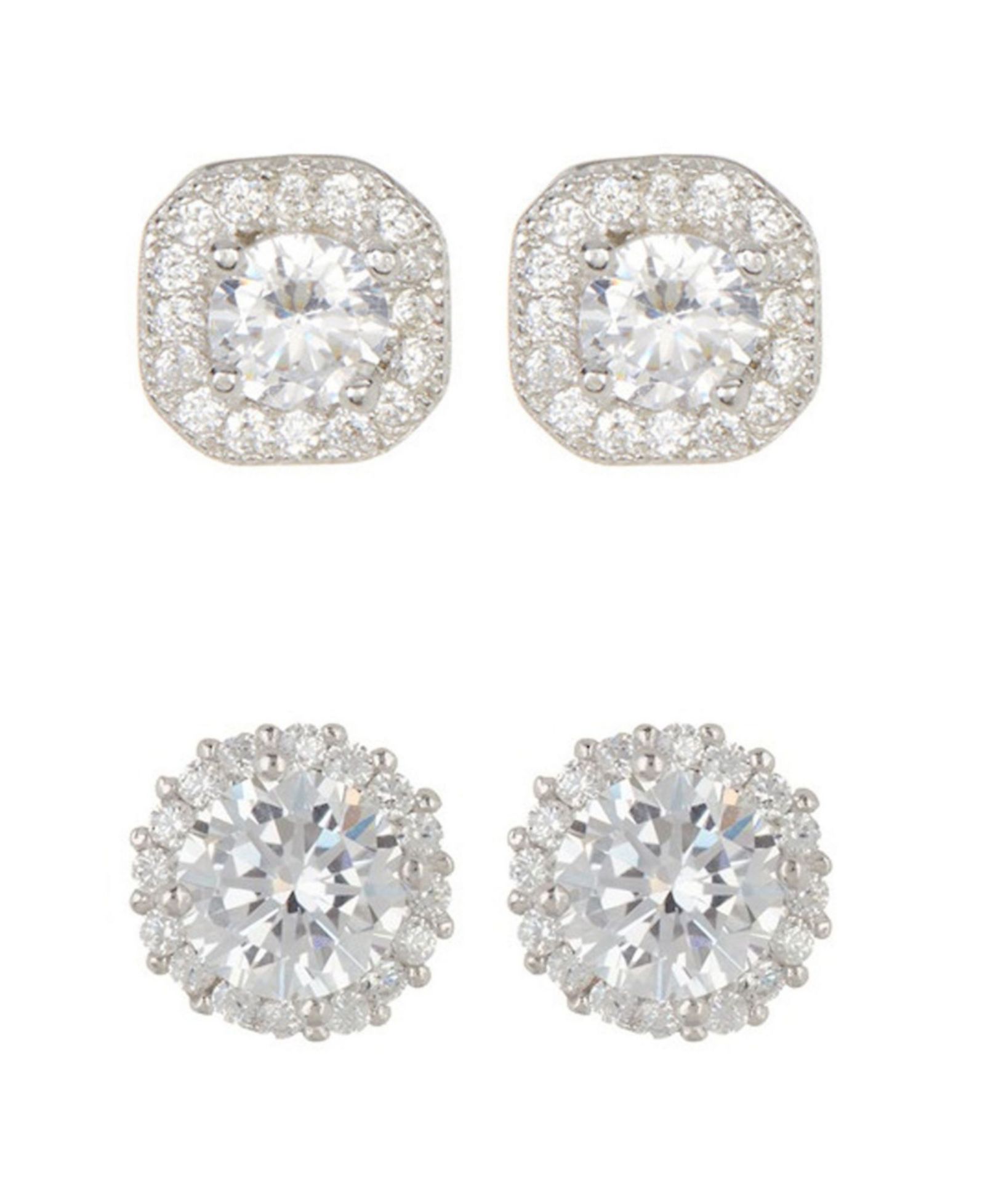 Серьги ADORNIA Silver 2-Pc. Halo Stud Set